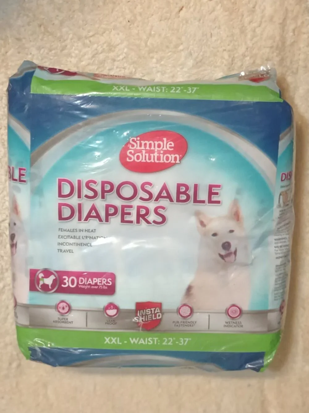 NEW Simple Solution Disposable Female Dog Diapers, XXL,  22